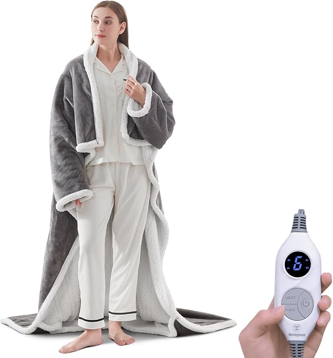 Electric Snuggle Throw Blankets with Foot Pocket