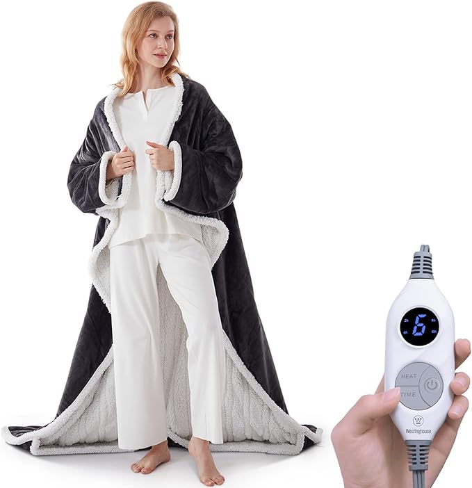 Electric Snuggle Throw Blankets with Foot Pocket