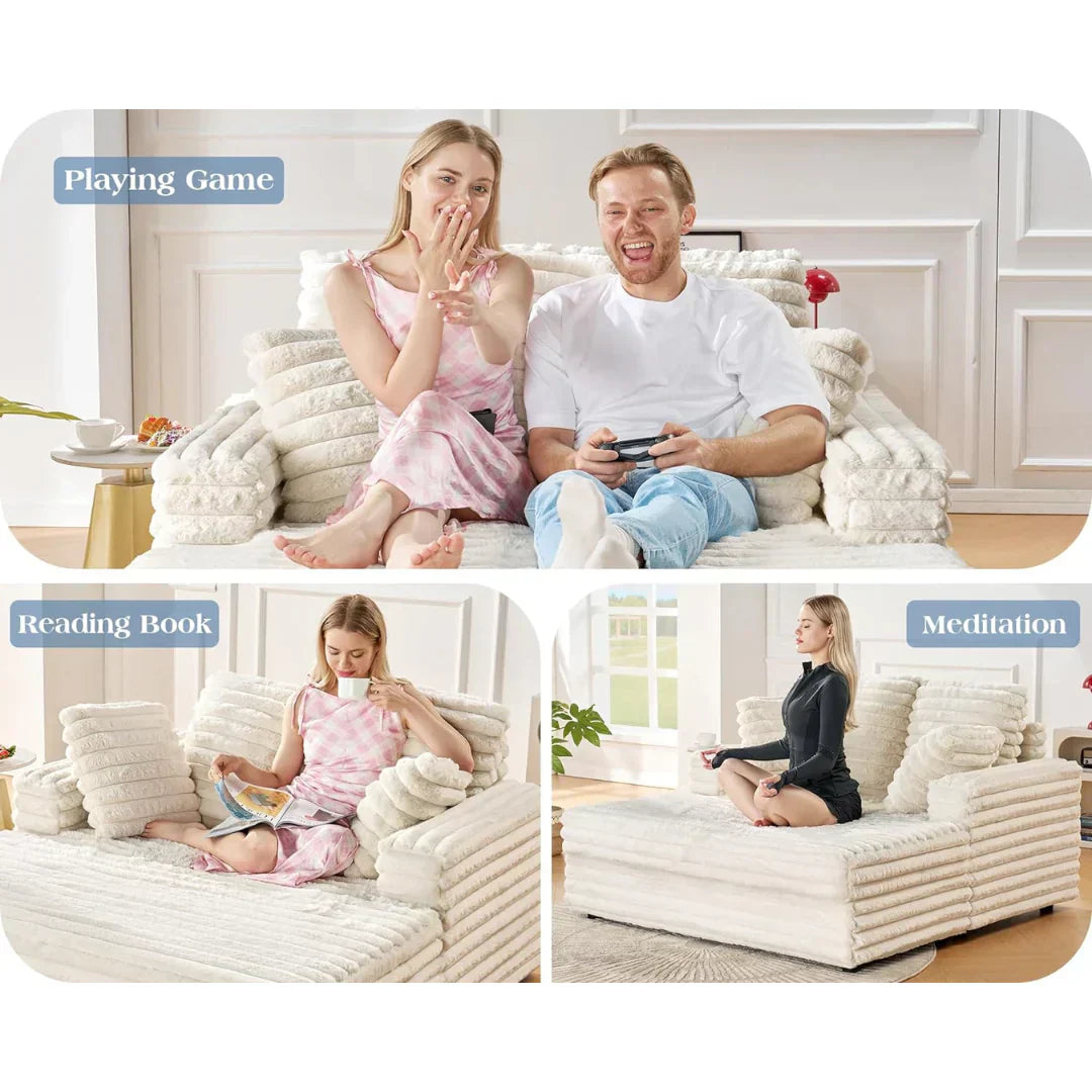 Upholstered Plush Sleeper Lounge