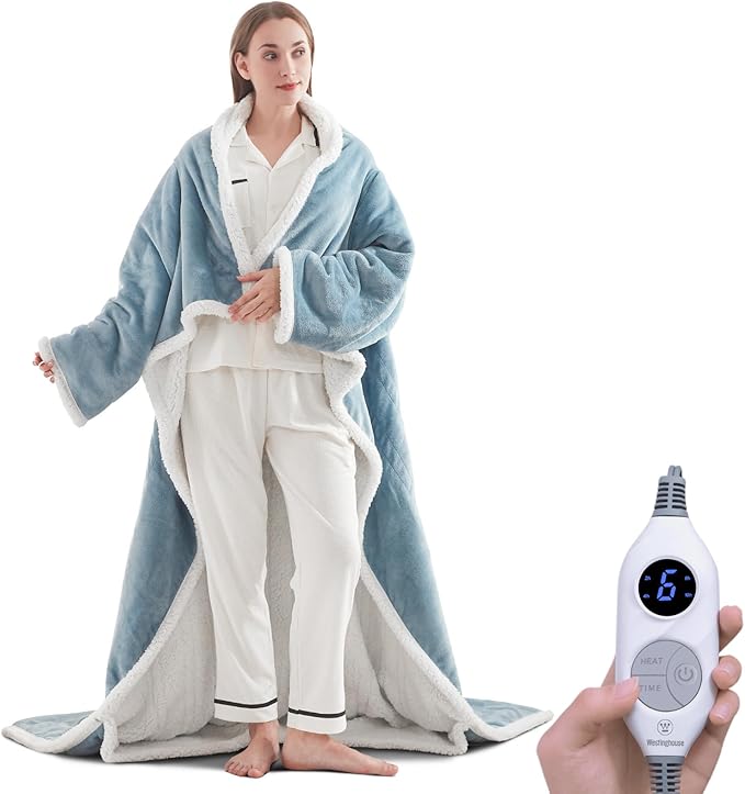 Electric Snuggle Throw Blankets with Foot Pocket